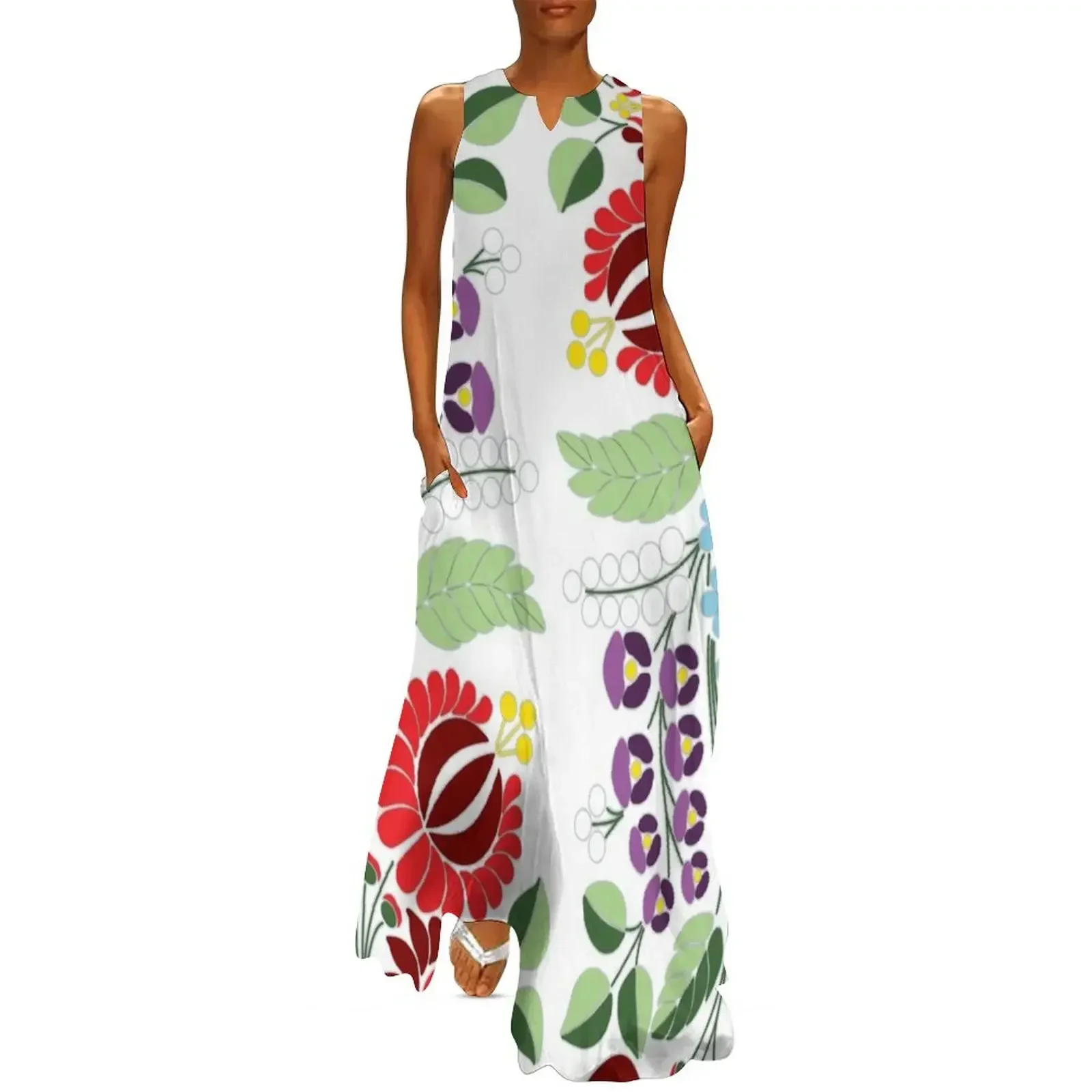 

Kalocsa flowers, bright colours / Kalocsai virágok, élénk színek Long Dress dresses for official occasions summer clothes Dress