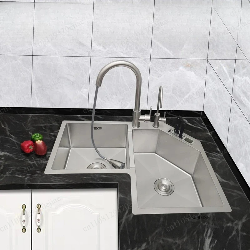 Modern 304 Stainless Steel Kitchen Sink | Multifunctional Corner Gourmet Sink | Creative Design Kitchen Accessories