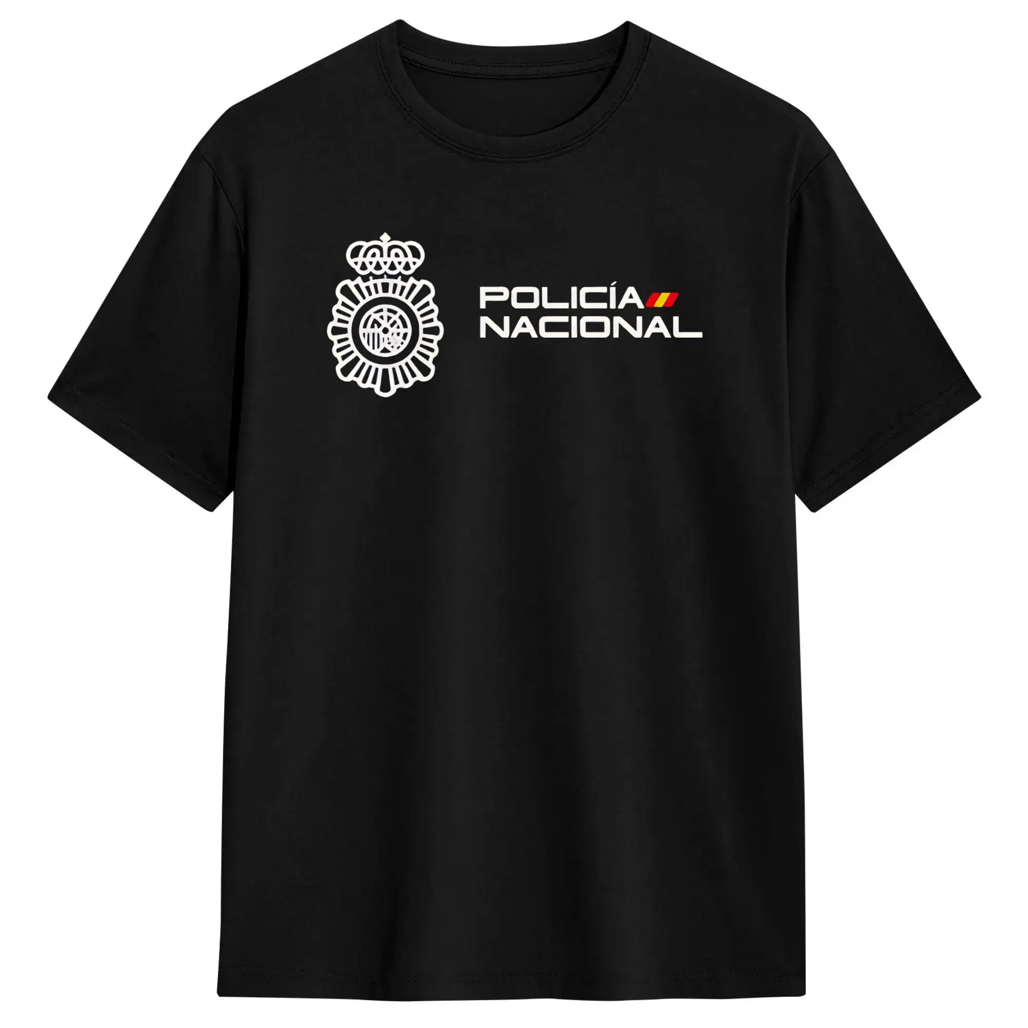 T-shirt surdimensionné en coton pour hommes, style Hip Hop Y2K, motif Police nationale espagnole, idéal pour la plage, manches courtes, pas cher et amusant