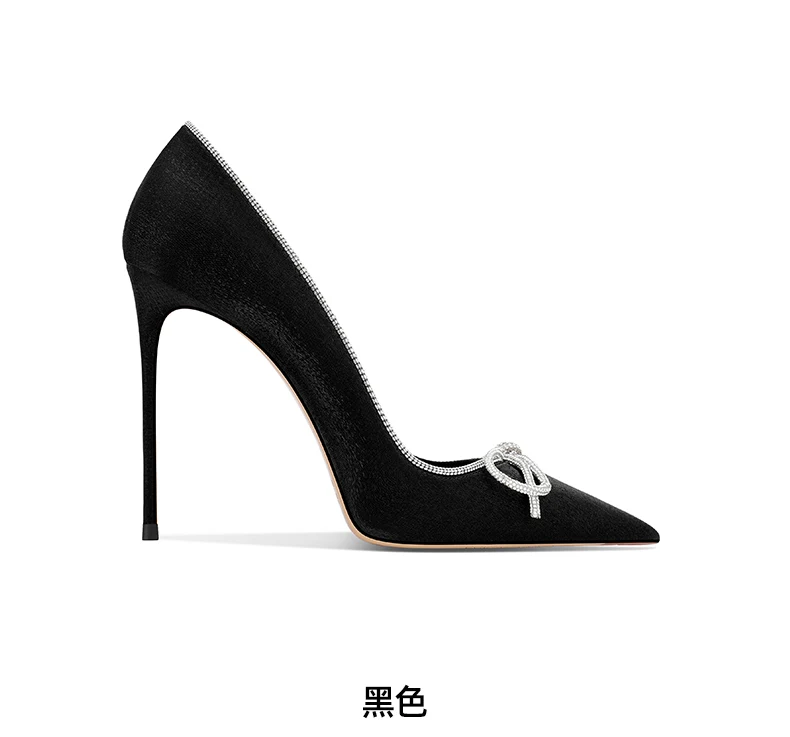 2025 New Beige Bow Light Mouth Single Shoes Pointed Stiletto High Heels Women