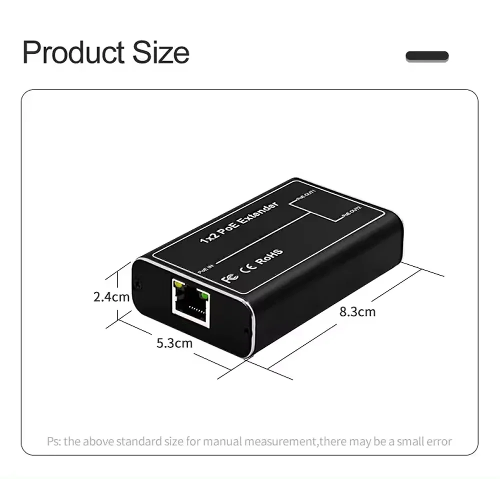 2 Port POE Extender, IEEE 802.3af/at PoE+ Standard, 10/100Mbps, POE Repeater 100 meters(328 ft), Extender PoE input: 30W