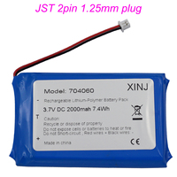 3.7V 2000mAh 7.4Wh Replacement Rechargeable Li Battery 704060 JST 2Pin 1.25mm Li-pol For Baby Monitor GPS Car Camera