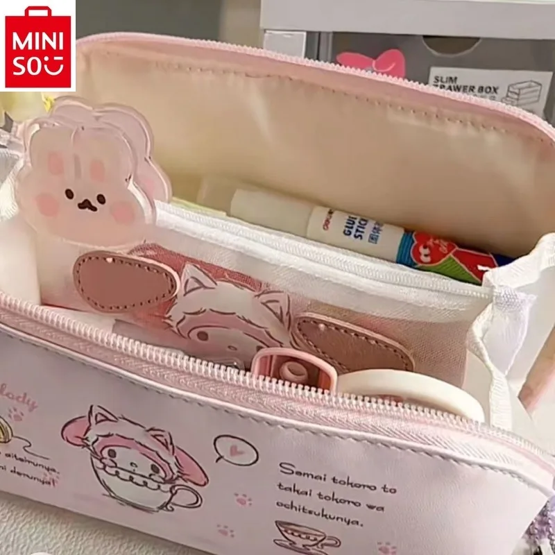 Miniso Sanrio Cartoon Pu Jade Gui Hond Print Student Make-Up Opbergtas Draagbare Leerbenodigdheden Pennenzak