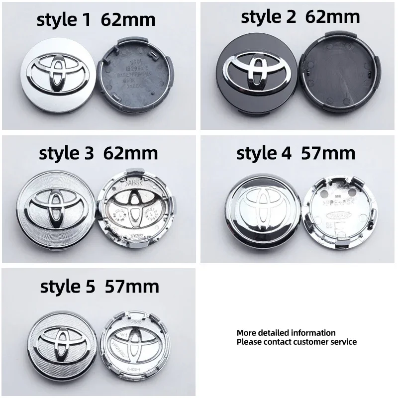 4pcs 57mm 62mm Car Rim Cover Wheel Hub Center Caps Badge Emblem for Toyota Corolla Camry RAV4 Yaris Vios 86 Auris Avensis Reiz