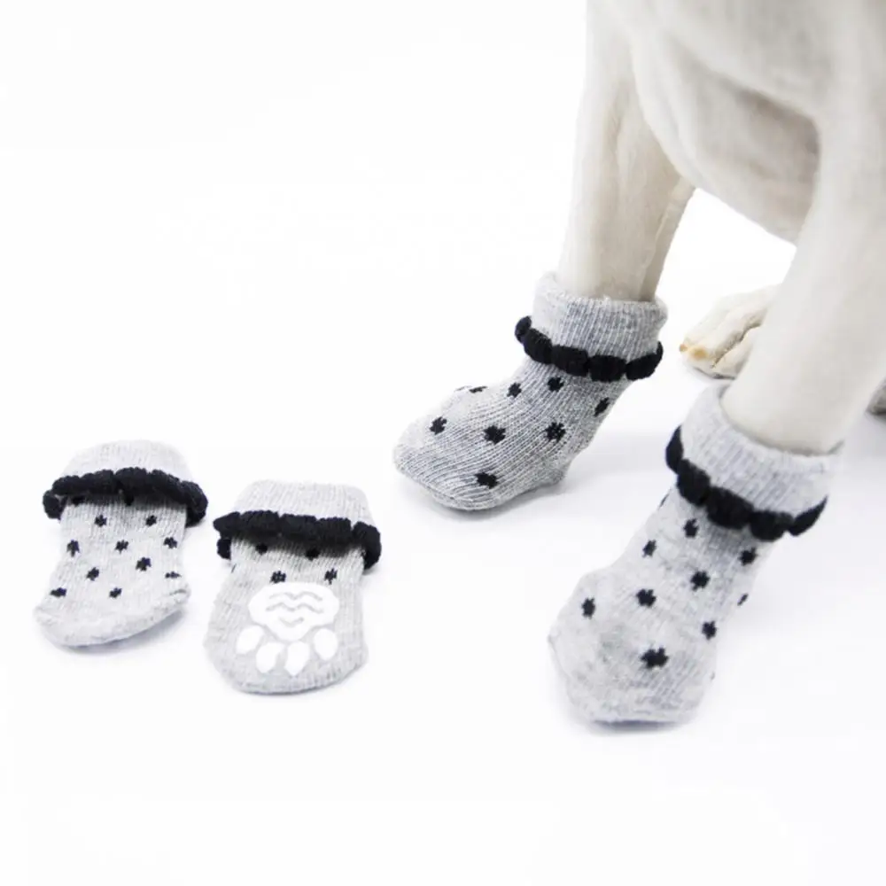 4 Pcs Dog Socks Non-Slip Pet Socks Protect Feet Keep Clean Cotton Dog Puppy Paw Protector Non-Slip Cotton Socks Pet Accessories