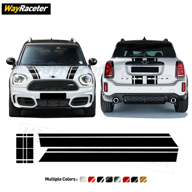 Крышка двигателя, виниловая наклейка из углеродного волокна, наклейка в полоску на капот для MINI Countryman F60 John Cooper Works ALL4 JCW 2023, аксессуары
