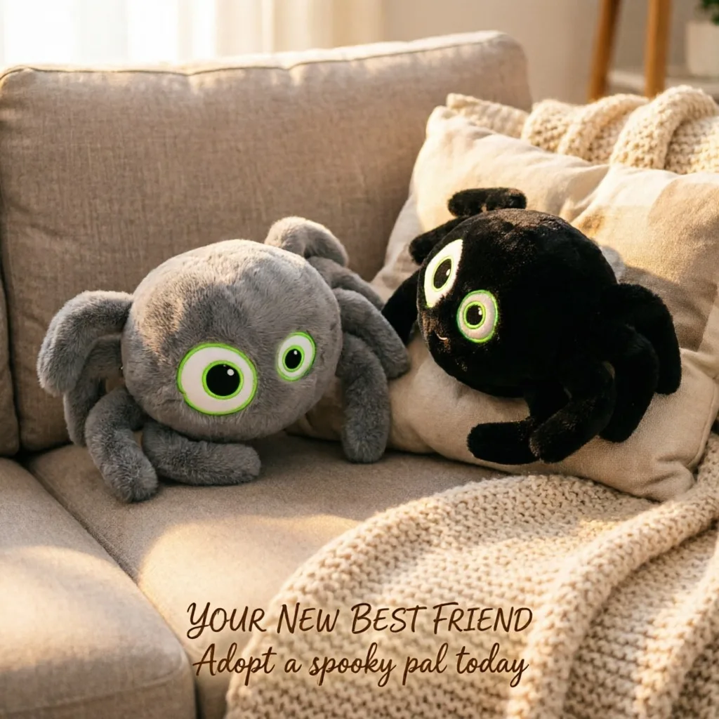 Big Eye Spider Plush Doll Stuffed Plush Toy Cute Halloween Plushie for Kids Birthday Christmas Party Haunted House Gift