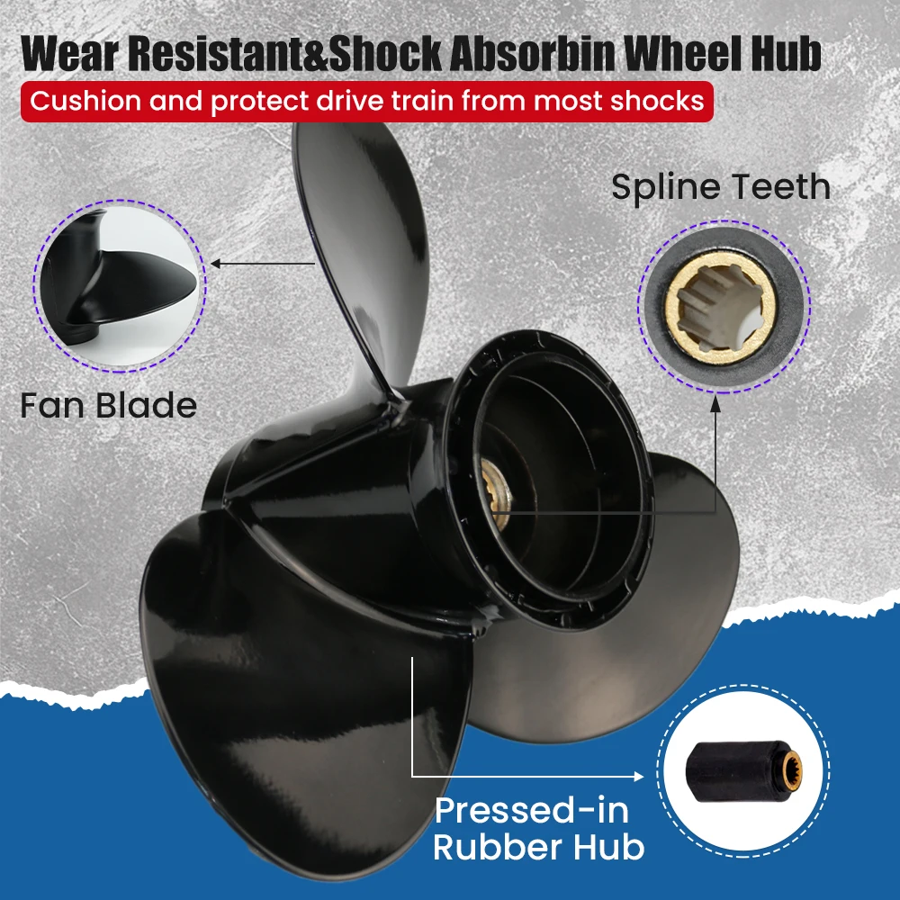 10 1/4x15 Outboard Propeller fit Suzuki 20HP 25HP 30HP Boat Aluminum Alloy Screw 3 Blade 10 Spline Tooth Marine Engine Part