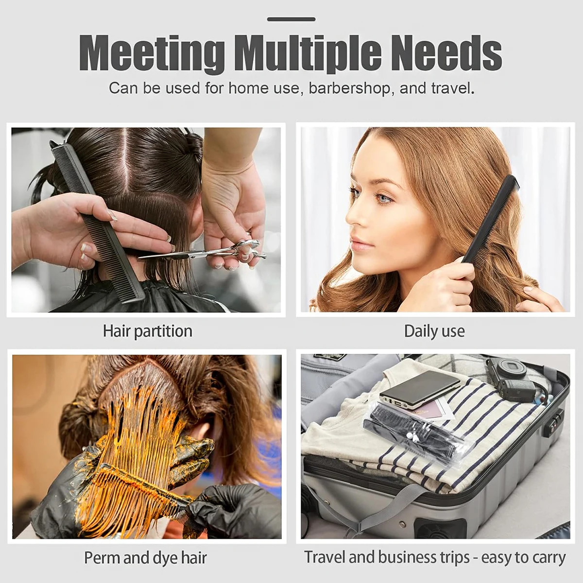 مجموعة مشط تصفيف الشعر مكونة من 22 قطعة، 10 أمشاط شعر متعددة الوظائف مع 12 مشبك شعر من الفولاذ المقاوم للصدأ خاص للشعر المستعار الحقيقي