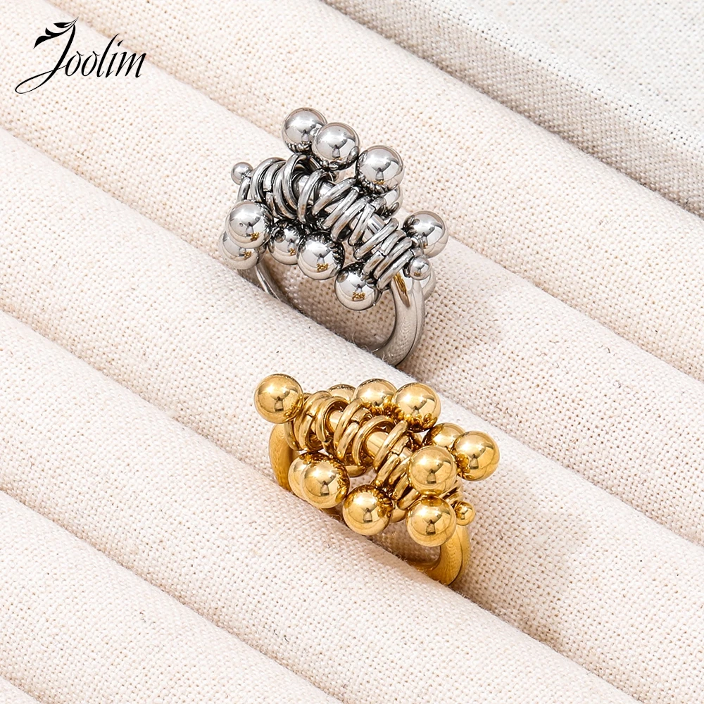 Joolim High End PVD Waterproof Fashion Personality Grape Small Rigid Ball Ring for Women Stainless Steel Jewelry Wholesale