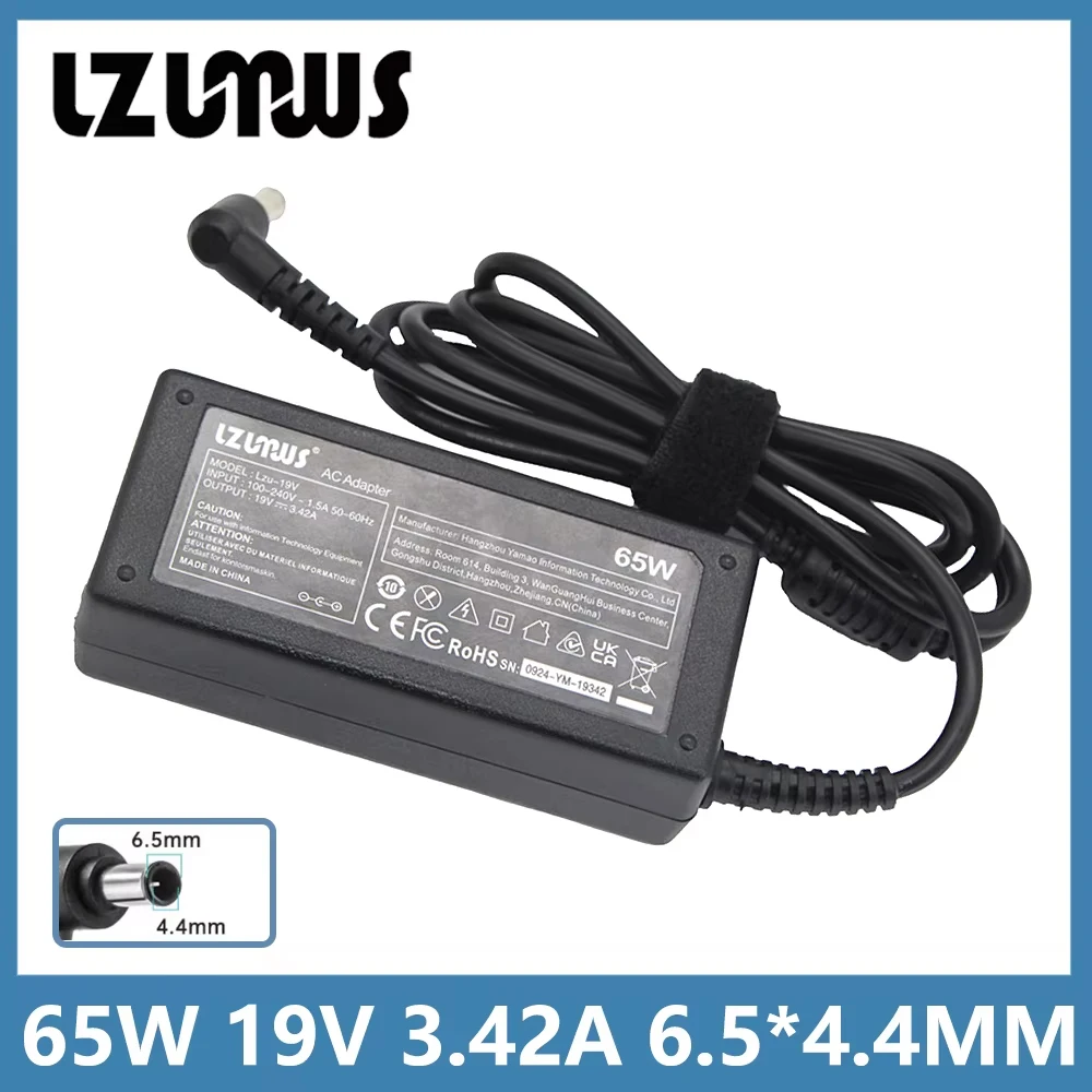 Lzumws 65w carregador para lg monitor 19v 3.42a 6.5x4.4mm adaptador para lg 19 "20" 22 "23" 24 "23" 27 "32" 34 "led lcd hd para samsung