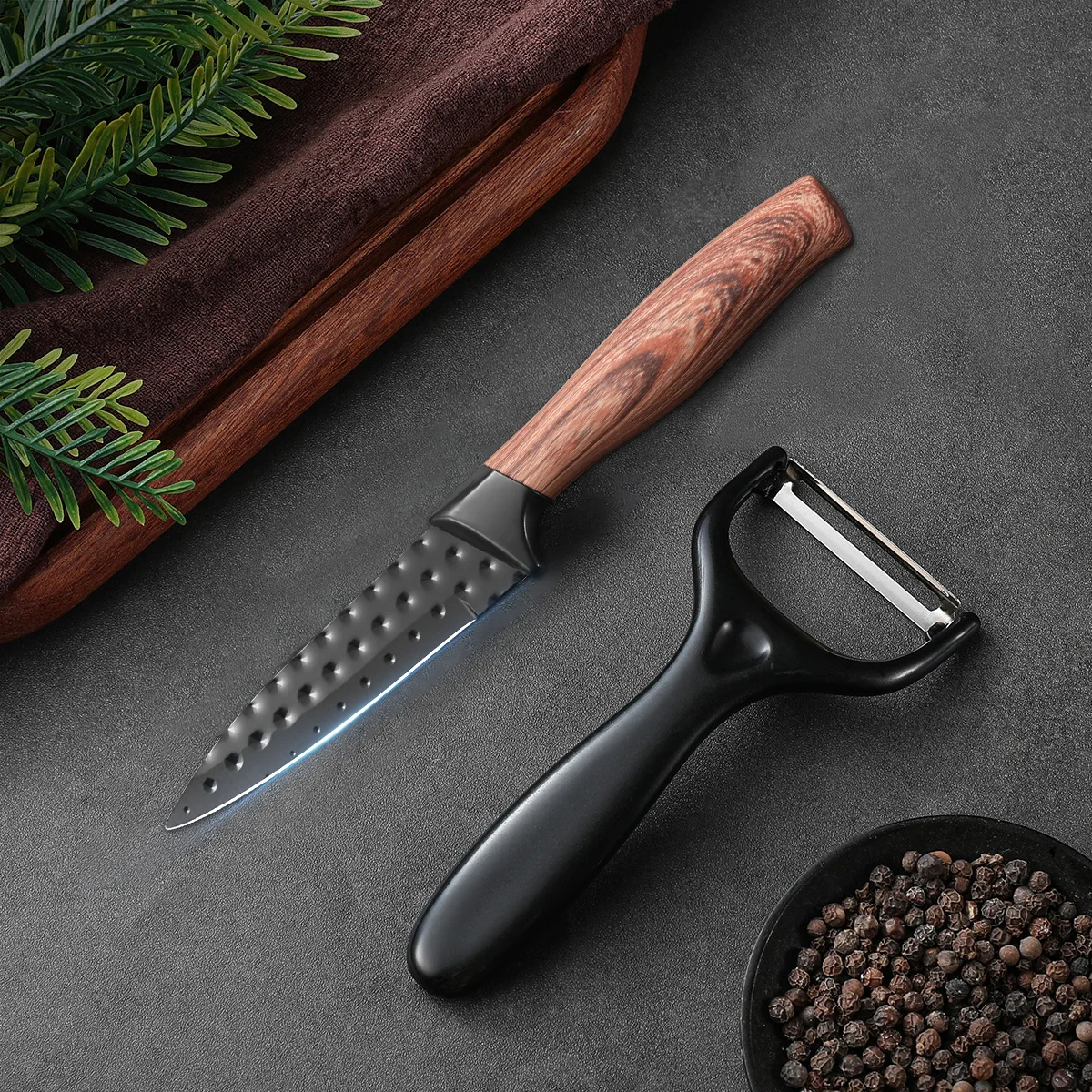 Нож для фруктов из нержавеющей стали, нож для очистки овощей, набор из двух предметов, нож с антипригарным покрытием, кухонный нож для фруктов, строгальный станок для дыни, бытовой набор, острый антибактериальный