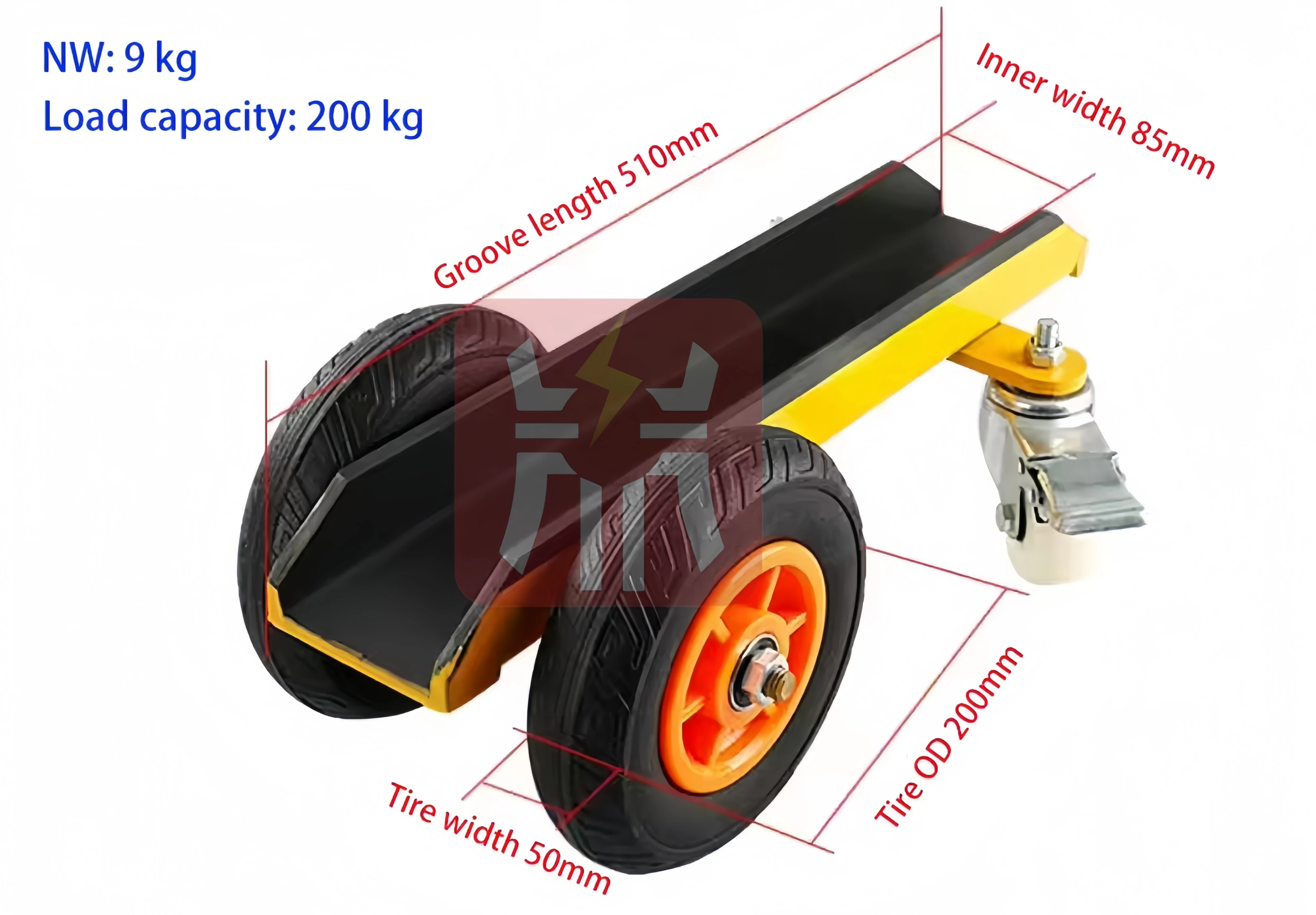 Customizable Single Operator 9.5Kg Four Wheel Transport Cart for Stone Quartz and Marble Slabs