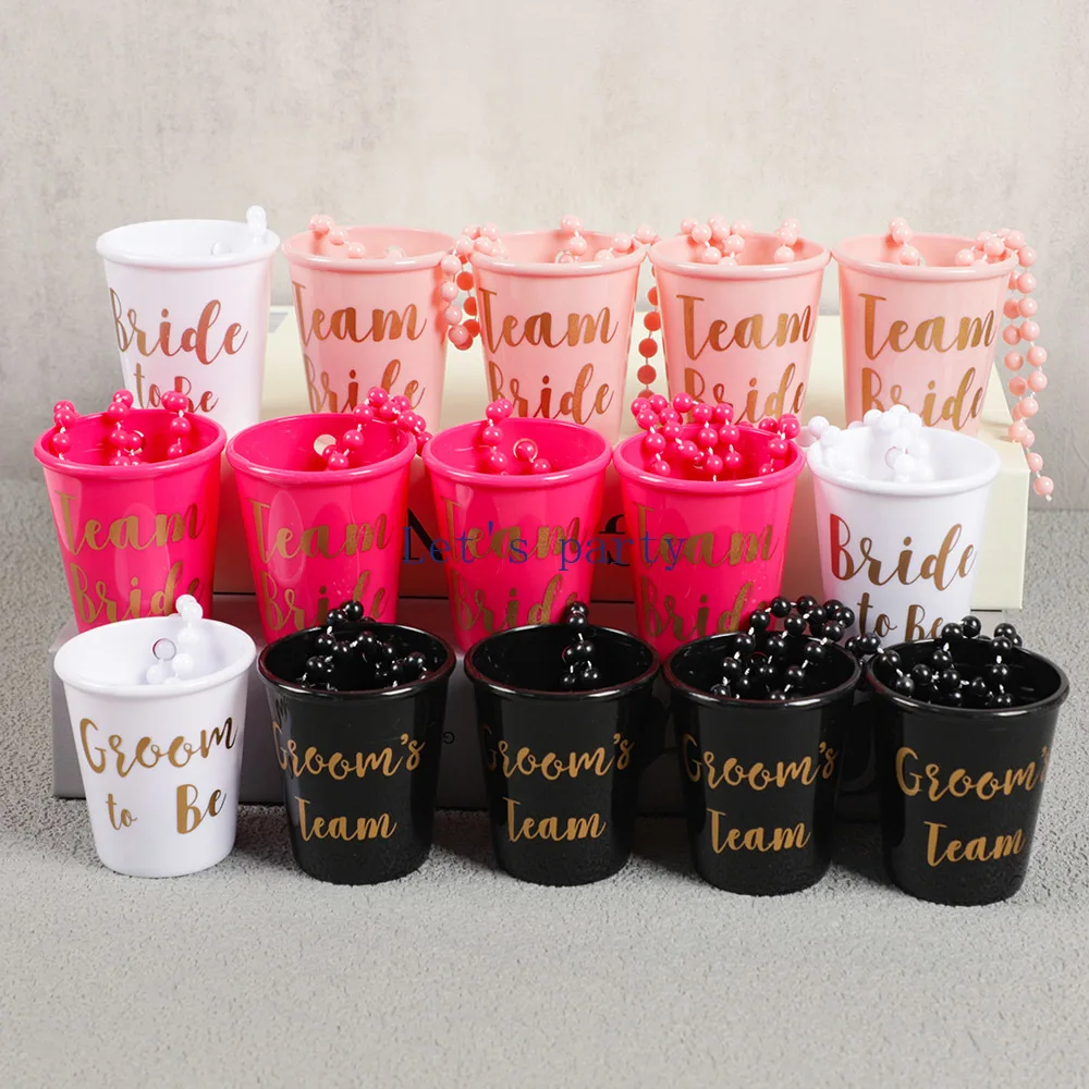 11Pcs Team Bride Drinking Cups Groom To Be Plastic Shot Glasses for Bridal Shower Party Gift Bride To Be Wedding Hen Party Decor