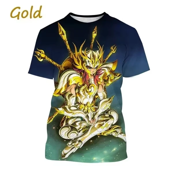 Hot Selling Anime Saint Seiya Printing T-shirts 3D Men/Women Short Sleeve Tee Shirt Summer Fashion Harajuku Kid Cartoon Tops