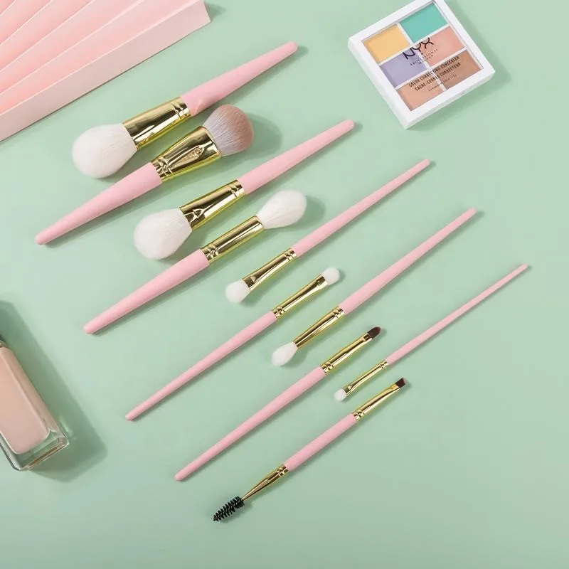 10-teiliges Make-up-Pinsel-Set mit weichen Borsten und Puderpinsel, Foundation-Pinsel, Mischwerkzeuge für professionelle Schönheitsanwendungen