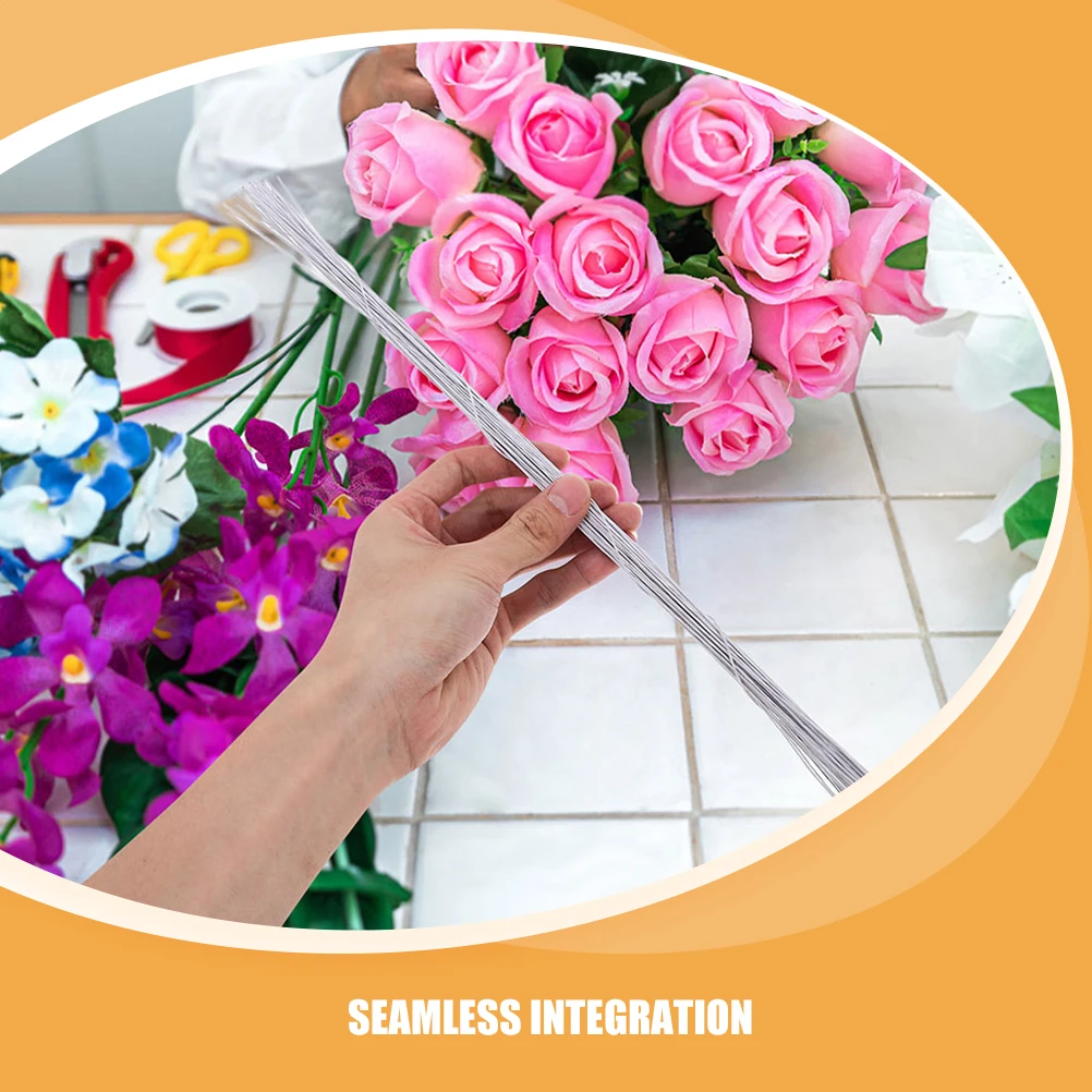 

100pcs Floral Stem Wire White Flower Wire Diy Bouquet Stems For Flower Arrangements Florist Wreath Wrapping Making Decorations