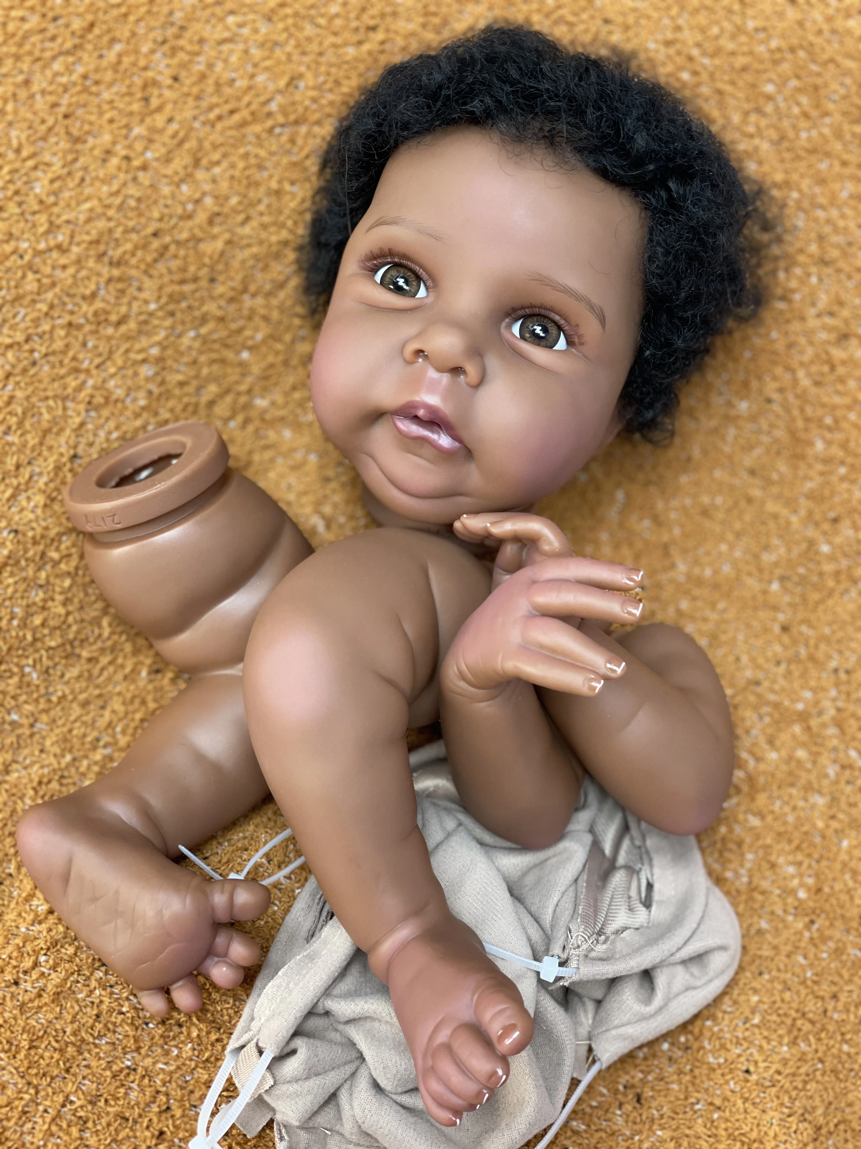 45CM Dark Skin Miley Bebe Reborn Doll Kits Painted Unfinished DIY Newborn Baby Doll Vinyl parts Accessories Muñecas Reborn