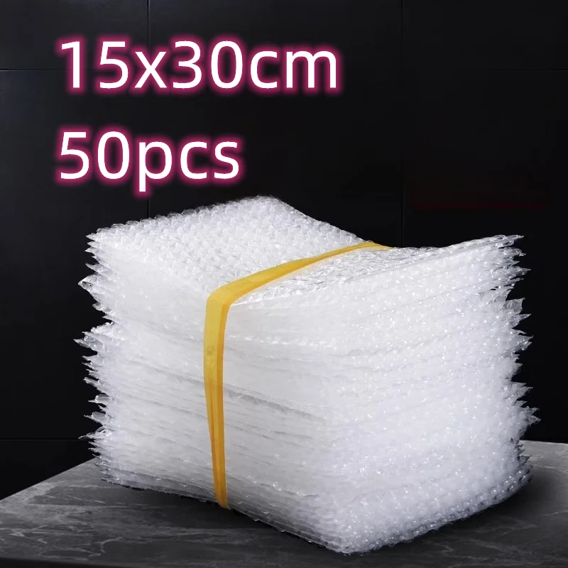 50 pçs 15x30cm grande bolha mailers envio sacos de correio para embalagem envelope branco embalagem clara à prova de choque suprimentos atacado