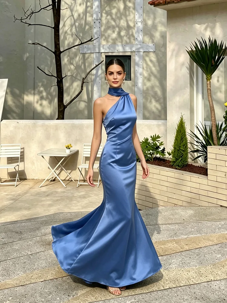 

Women's Sexy Sleeveless O-Neck Midi Dress in Apricot Luxury Bodycon Gown for Party Bar Nightclub Stage Performance