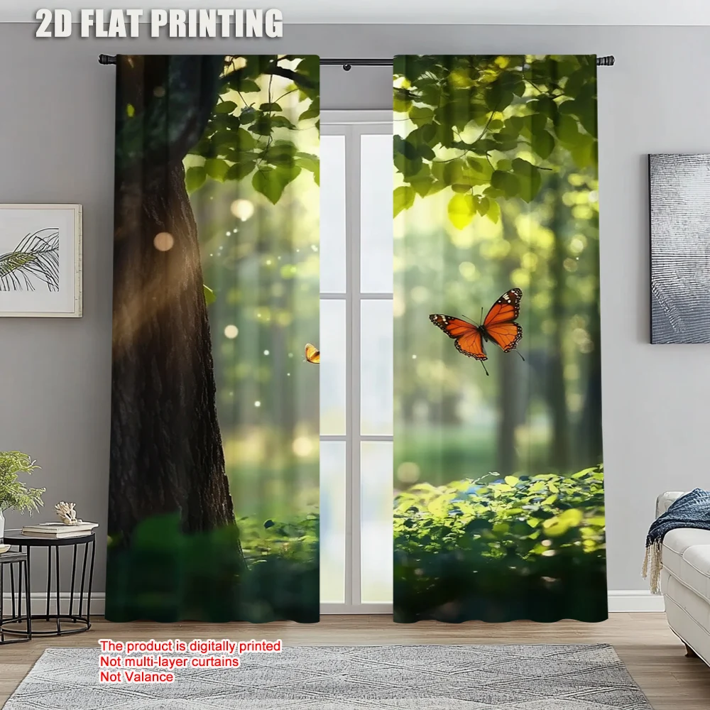 

2pc, Curtains Natural Machine Washable Fabric,Without Electricity Versatile Use for Decorations Clearance