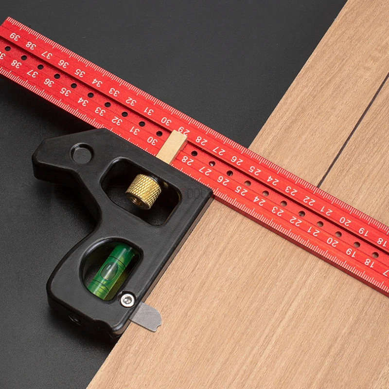 300-400mm Adjustable Combination Square Angle Ruler 45/90 Degree with Bubble Level Multifunctional Gauge Measuring Tools