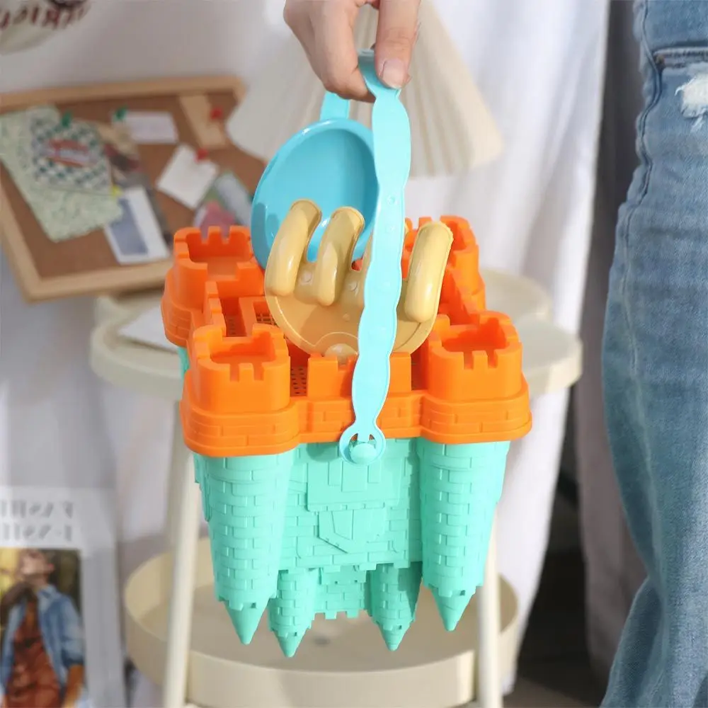 Summer Beach Sand Set Beach Accessories Yellow Castle Sand Mold Creative Fun Castle Bucket Play Sand Set Family Games