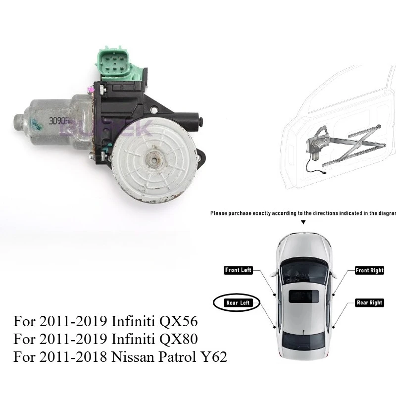 

BUPEK Rear Left Power Window Motor for Infiniti QX56 QX80 Patrol Y62 Electric Glass Regulator High Perfomance Parts 80731-1LA0A
