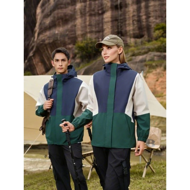 

Men's and Women's New Outdoor Jackets Spring and Autumn Splicing Color Jackets Zipper Hoodies Sportswear Loose Couples