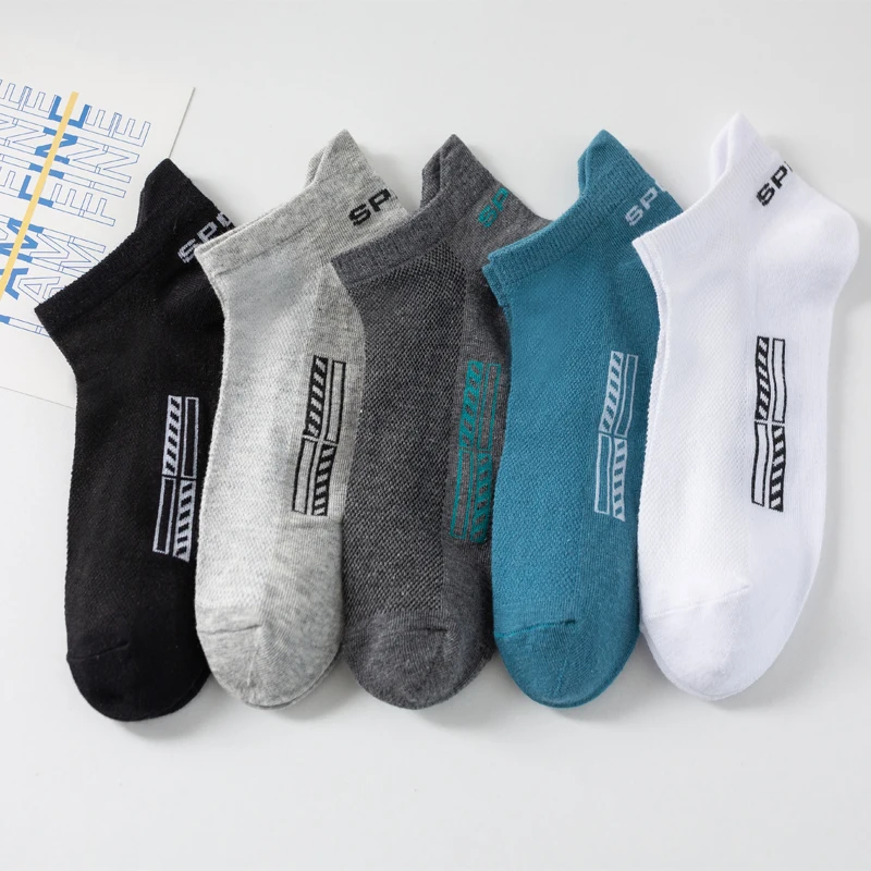 High Quality 10Pairs Men Socks Cotton Summer Sports Breathable Ankle Socks Mesh Casual Athletic Thin Cut Short Plus Size 39-48