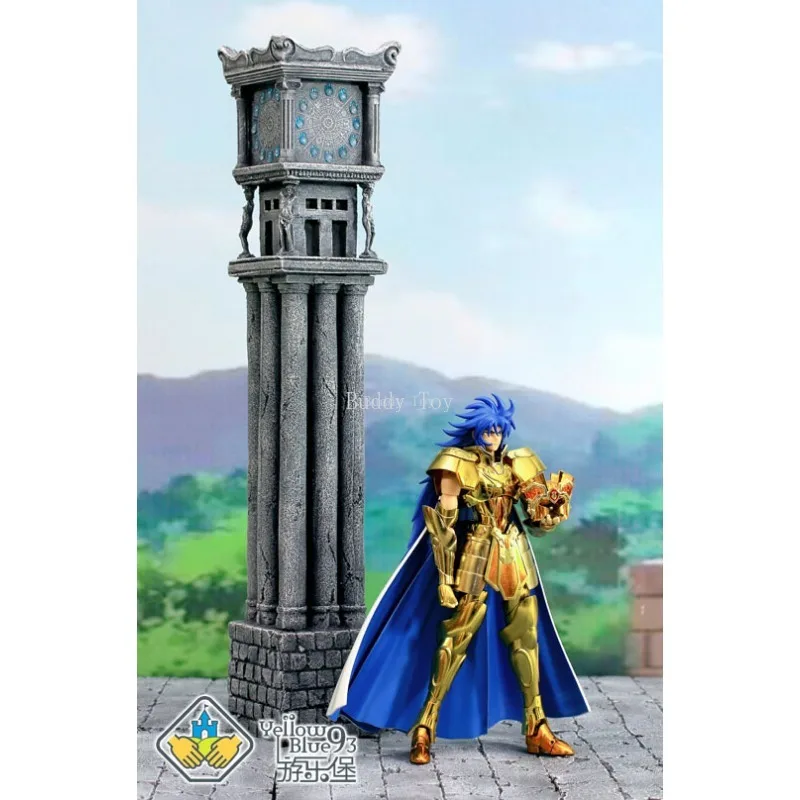 In stock Action Resin clock grey Saint Seiya Myth Cloth Resin scene animated version of the sanctuary bell tower Model Ornaments