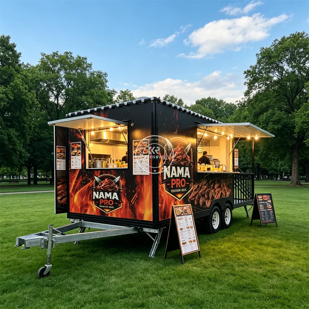 

Custom Mobile Food Truck Fully Equipped Commercial Stainless Steel Catering Trailer Pizza Burger Food Trailer Fully Equipped