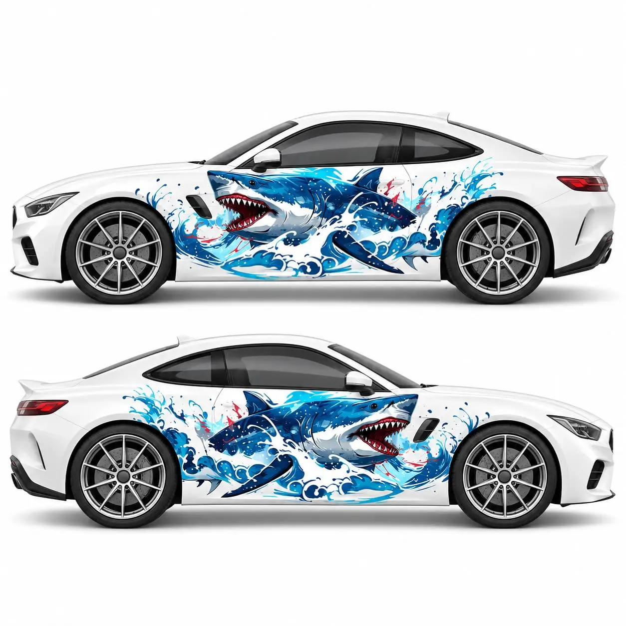 Shark Ocean Wave Car Side Vinyl Decal Sticker Wrap