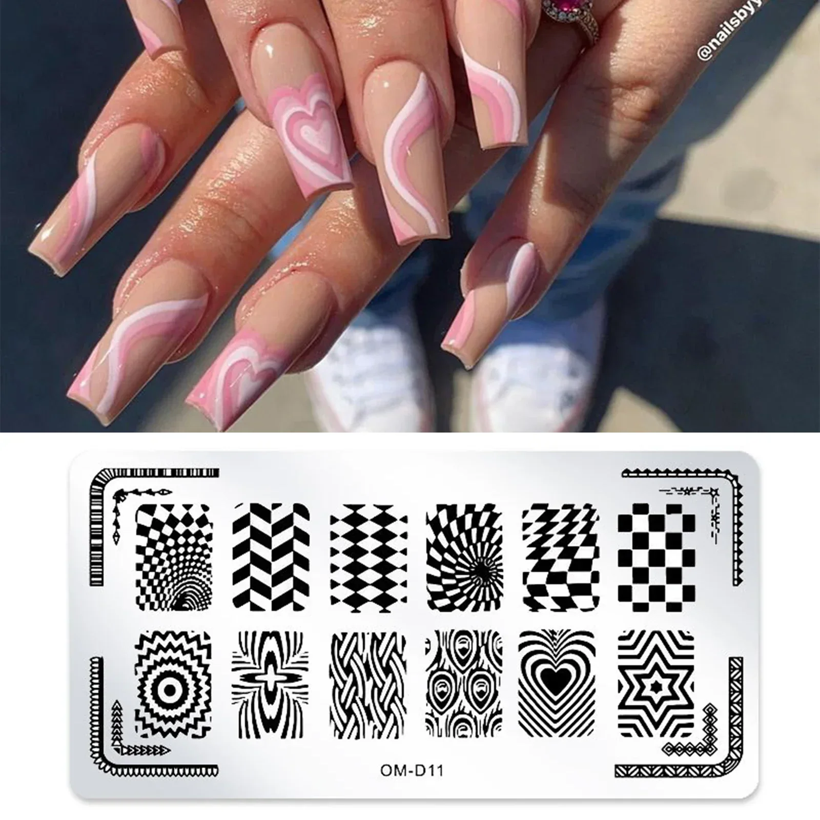 

Geometric Love Heart Nail Stamping Plates French Line Design Leaf Floral Nail Art Stamp Stencil Printing Template Accessories