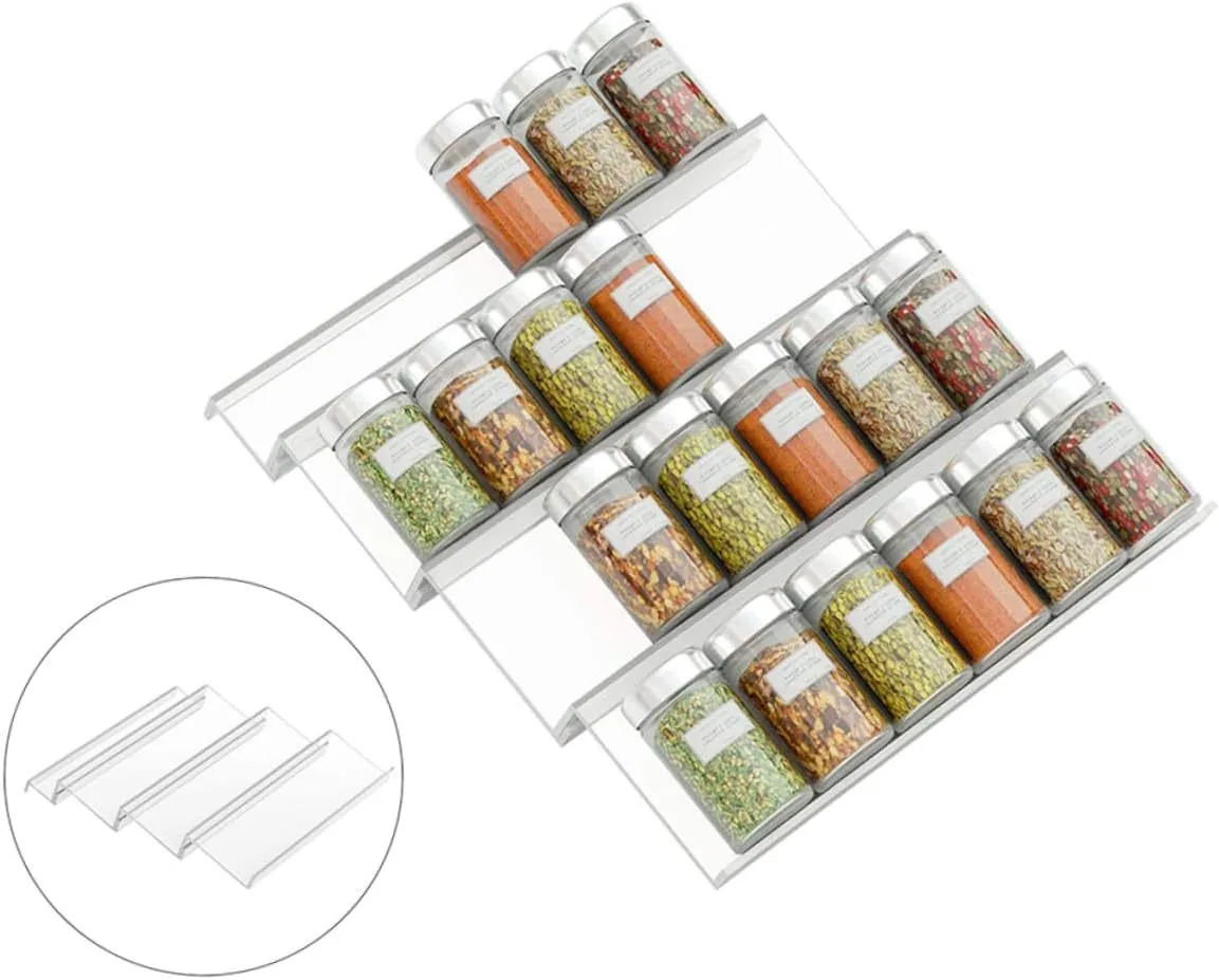 4 Tier Kitchen Organizer Spice Drawer Storage Rack Expandab…