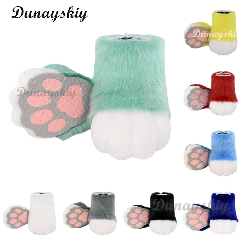 Fursuit Cosplay Paw Shoes Furry Cosplay Rubbit Cat Boots Accessories Cute Fluffy Animal Manga Party Cos Wearable Unisex Costume