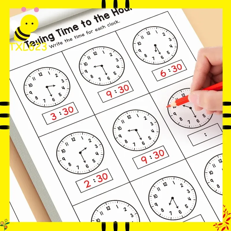 Children's Workbook on Learning Time Concepts, Suitable for Homeschooling and Kindergarten Activities, Includes Reading and Math