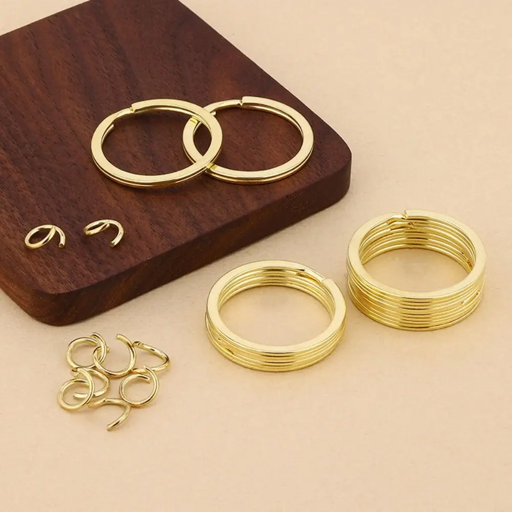 

50pcs Universal Gold Flat Key Rings Polished Anti-erosion Metal Keychain Rings Easy To Carry Anti-rust Keys Attachment Car