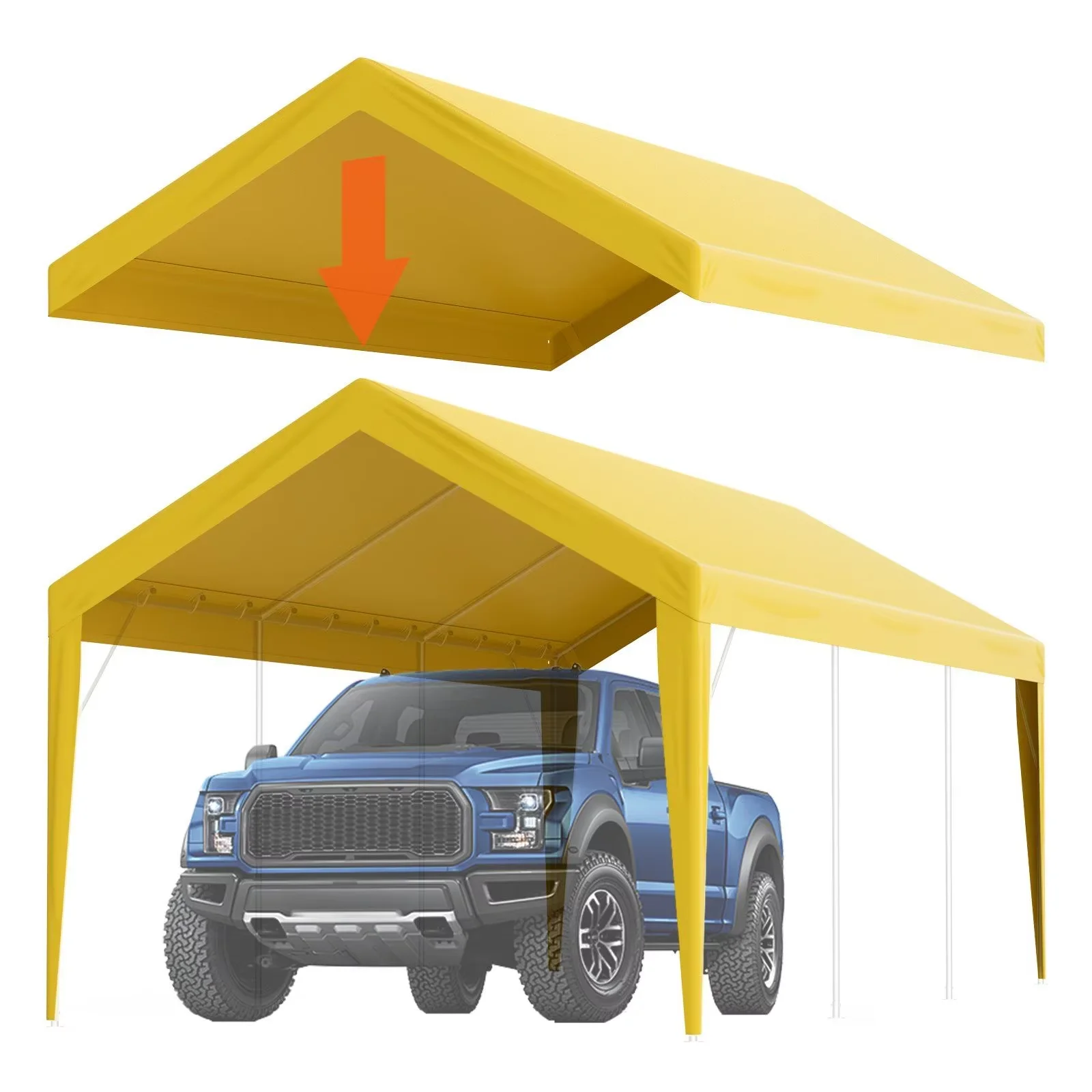 Beige 10x 20ft Heavy Duty Waterproof UV Resistant Carport Replacement Roof Cover Easy to Install Ball and Socket