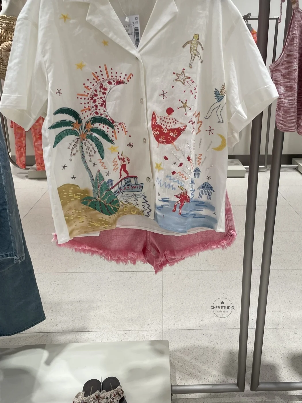 

UR&BM Summer 2025 Casual Women's Vest Fun Pattern Vaion Sle ort Sve Open Front irt Cover up Polyester Fiber