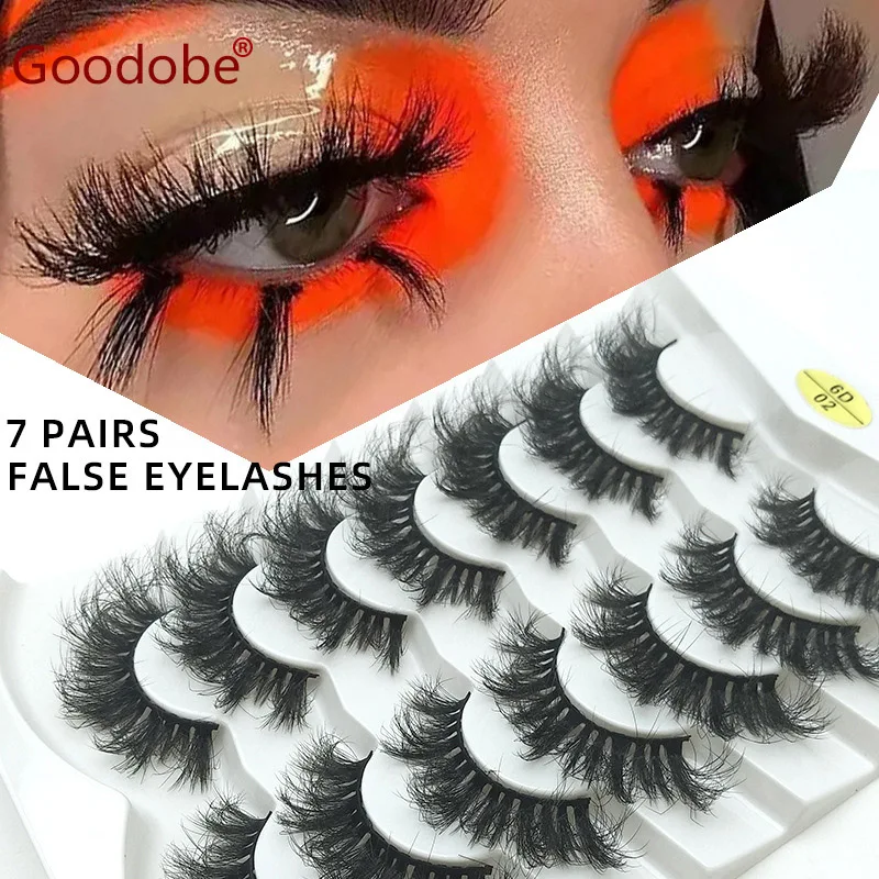 

НОВЫЕ 7 пар накладных ресниц, толстые длинные накладные ресницы, пушистые ресницы, 3D ресницы из искусственной норки, оптовая продажа, полнополосные ресницы для макияжа