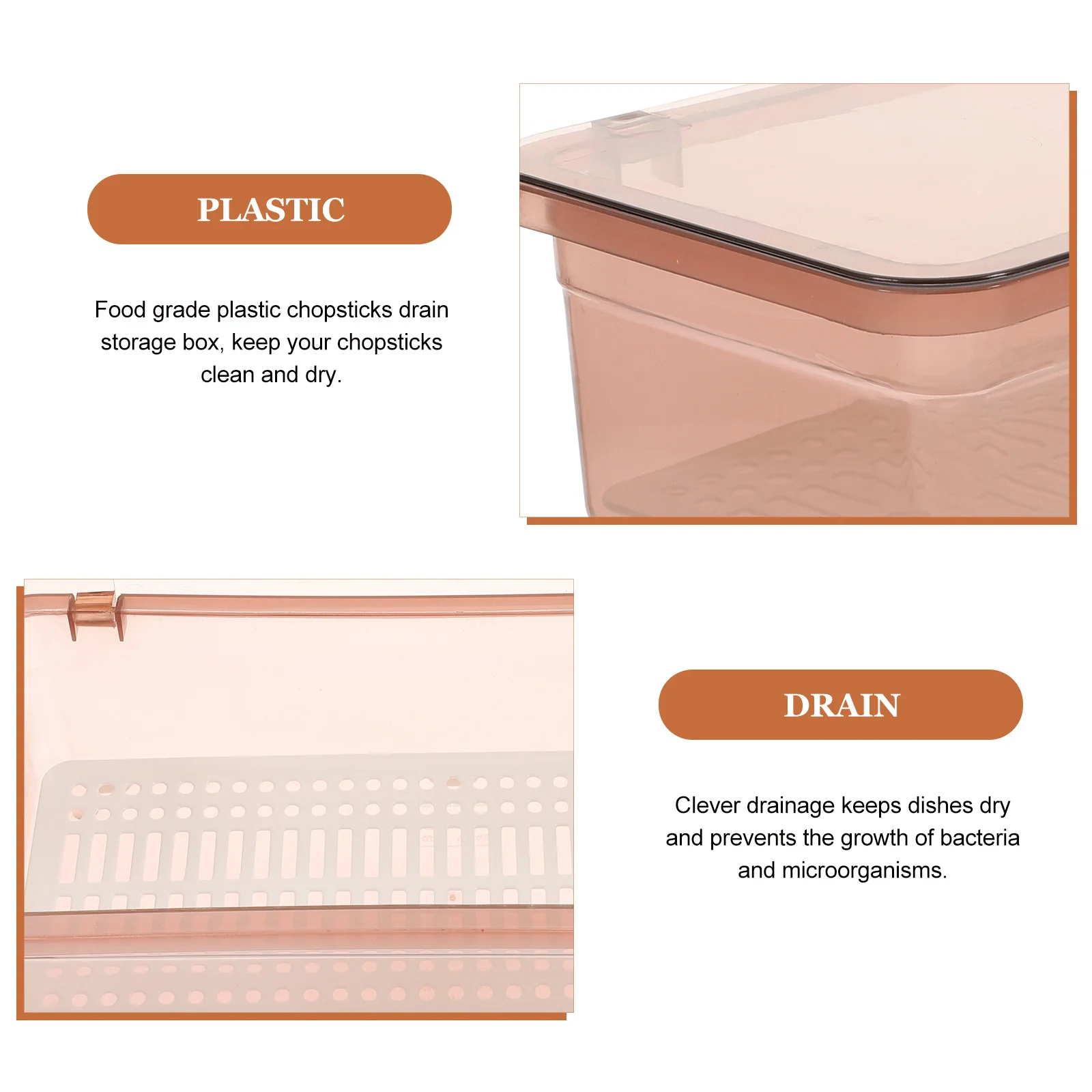 

Plastic Chopsticks Drain Storage Box with Lid Kitchen Organizer Tableware Storage Transparent Flatware Tray Container