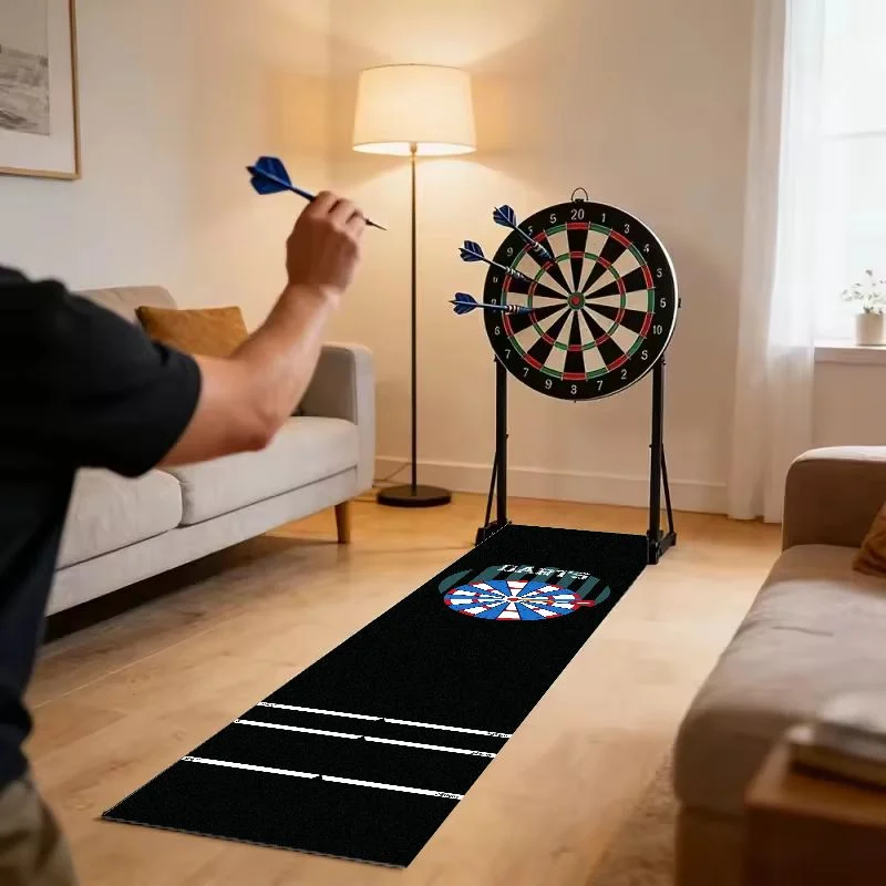 VIKAMA Vintage Dartboard Logo Dart Mat With Measuring Lines Non Slip Anti Damage Long Game Floor Rug