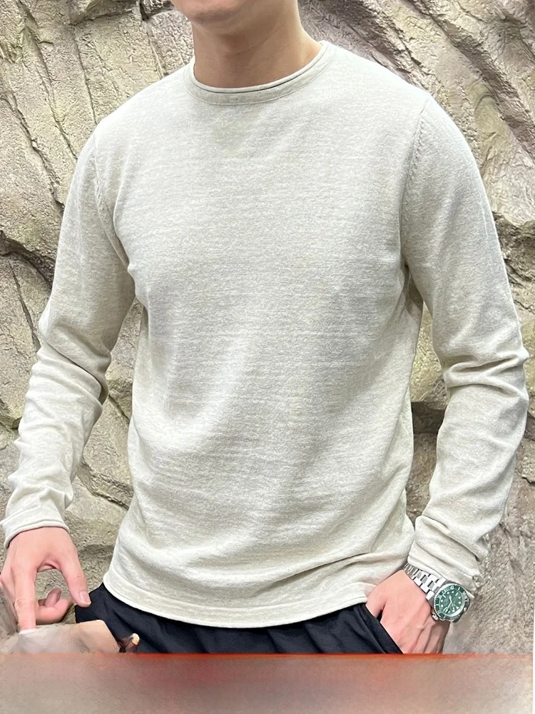 

Дышащий трикотаж Camere, мужской свитер, мягкий разрез с воротником-стойкой, удобный длинный длинный свитер из смеси хлопка и полиэстера...