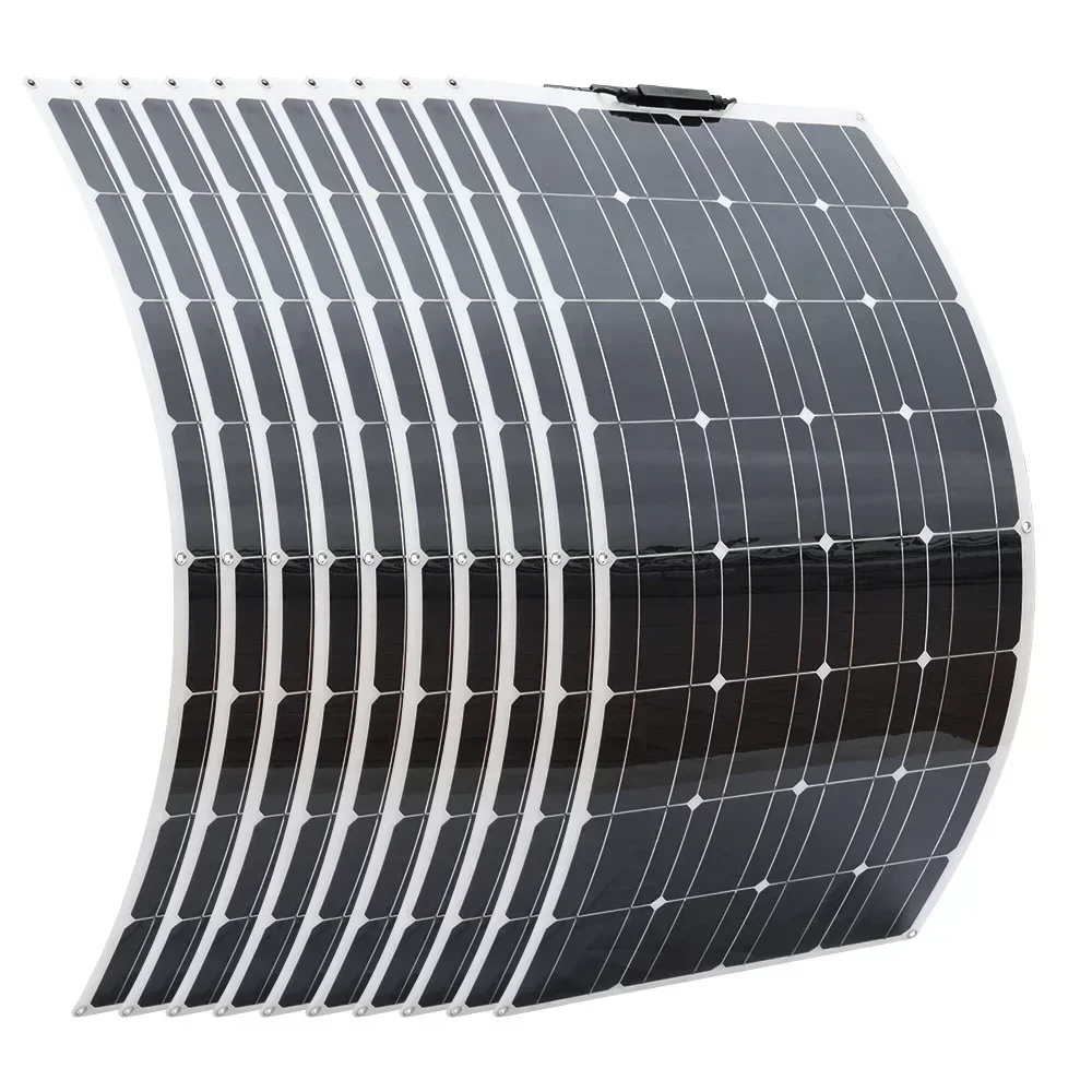 100w 200W 300W 400W 1000w Flexible Solar Panel Efficiency Cell DIY Module PV 12v Battery RV Boat Yard Power Charge