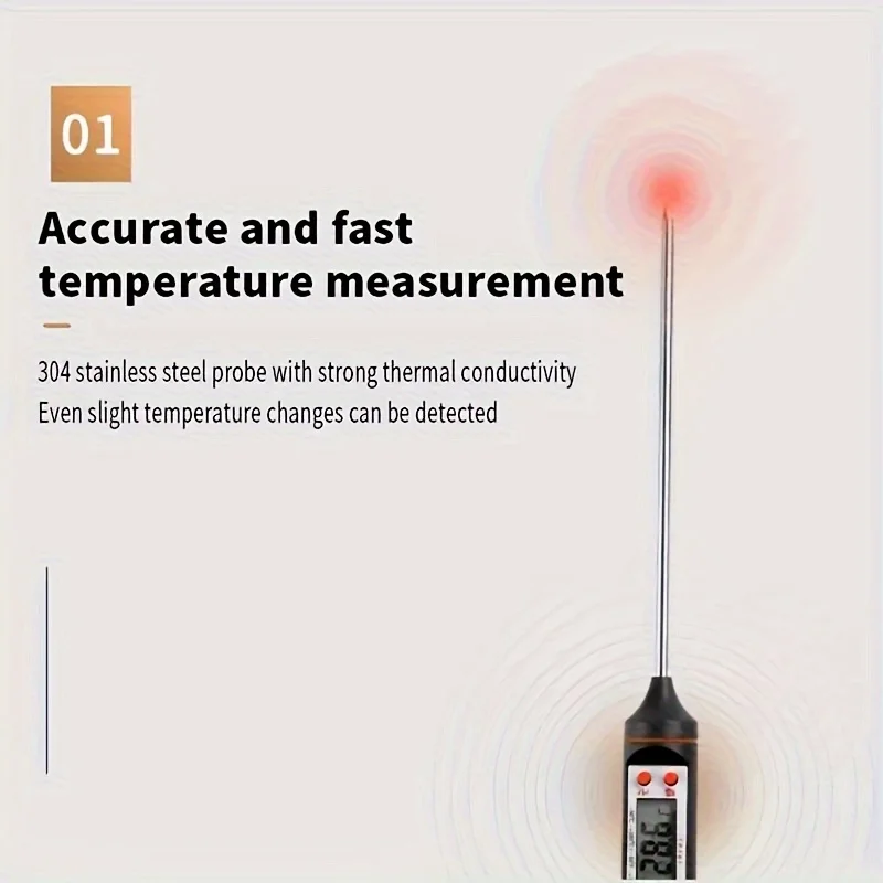 Kitchen Oil Thermometer BBQ Baking Temperature Measurement Electronic Food Thermometer Liquid Temperature Pen