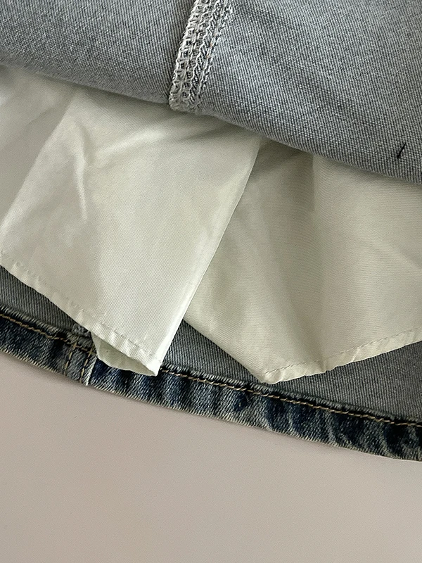 Deep Blue Retro Denim A-Line  Skirt High Waist Women's Faion Commute Sle Cotton Blend ort Skirts for Summer
