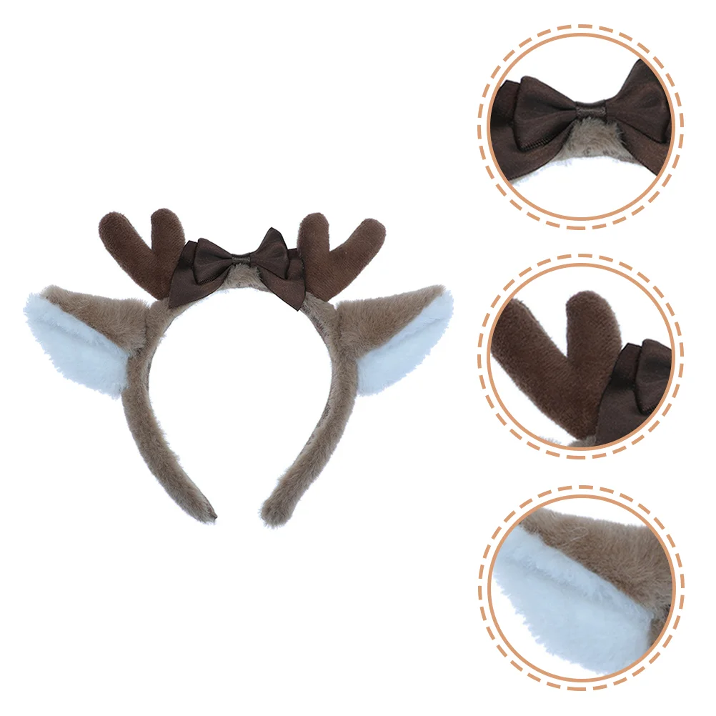 

Deer Ear Headband Adorable Hairband Halloween Accessories for Girls Reusable Dress Headbands Multifunction Decorative