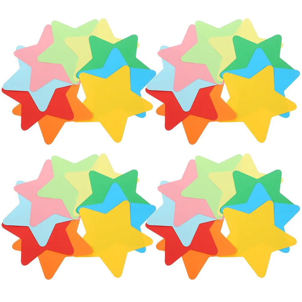 180Pcs Adorable Cartoon Star Paper Cutouts Creative DIY Wall Decors Bright Color Craft Supplies for Home Office School