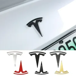 For Tesla Model 3 Mode Y Zinc Alloy Car Front Hood Logo Sticker Styling Auto Body Rear Trunk Emblem with Radian Accessories